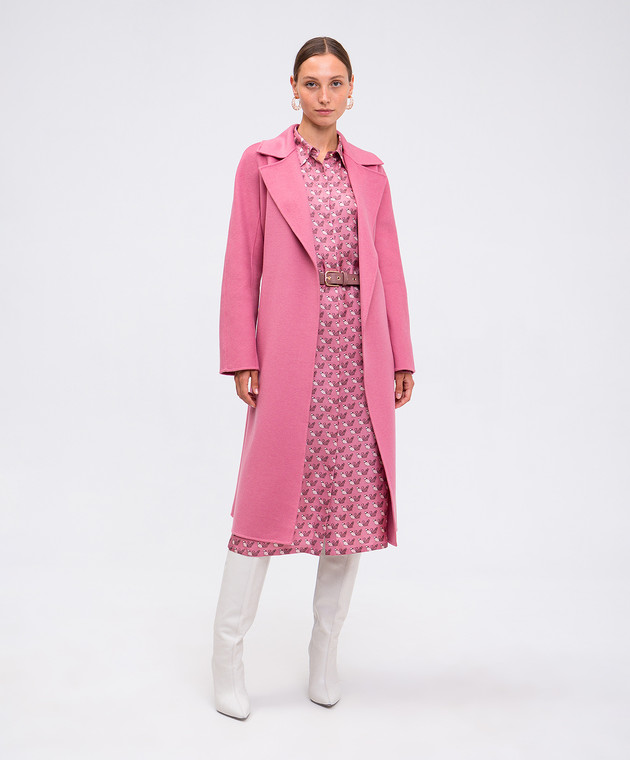 マリー Max Mara - Рожеве пальто з вовни, шовку та кашеміру на запах CLES