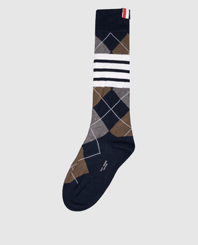 Thom Browne Сині шкарпетки ARGYLE у візерунок FAS231AY3012
