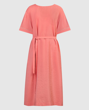 Peserico Рожева сукня міді з ланцюжком моніль S0211401509