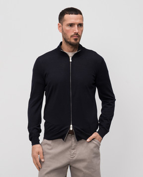 Brunello Cucinelli Синій кардиган з вовни та кашеміру M2400106