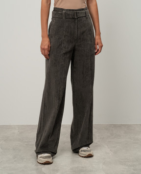 Brunello Cucinelli Сірі вельветові штани з поясом MD574P8692