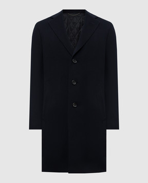Canali Синє пальто з вовни з нашивкою логотипа FU0552155918