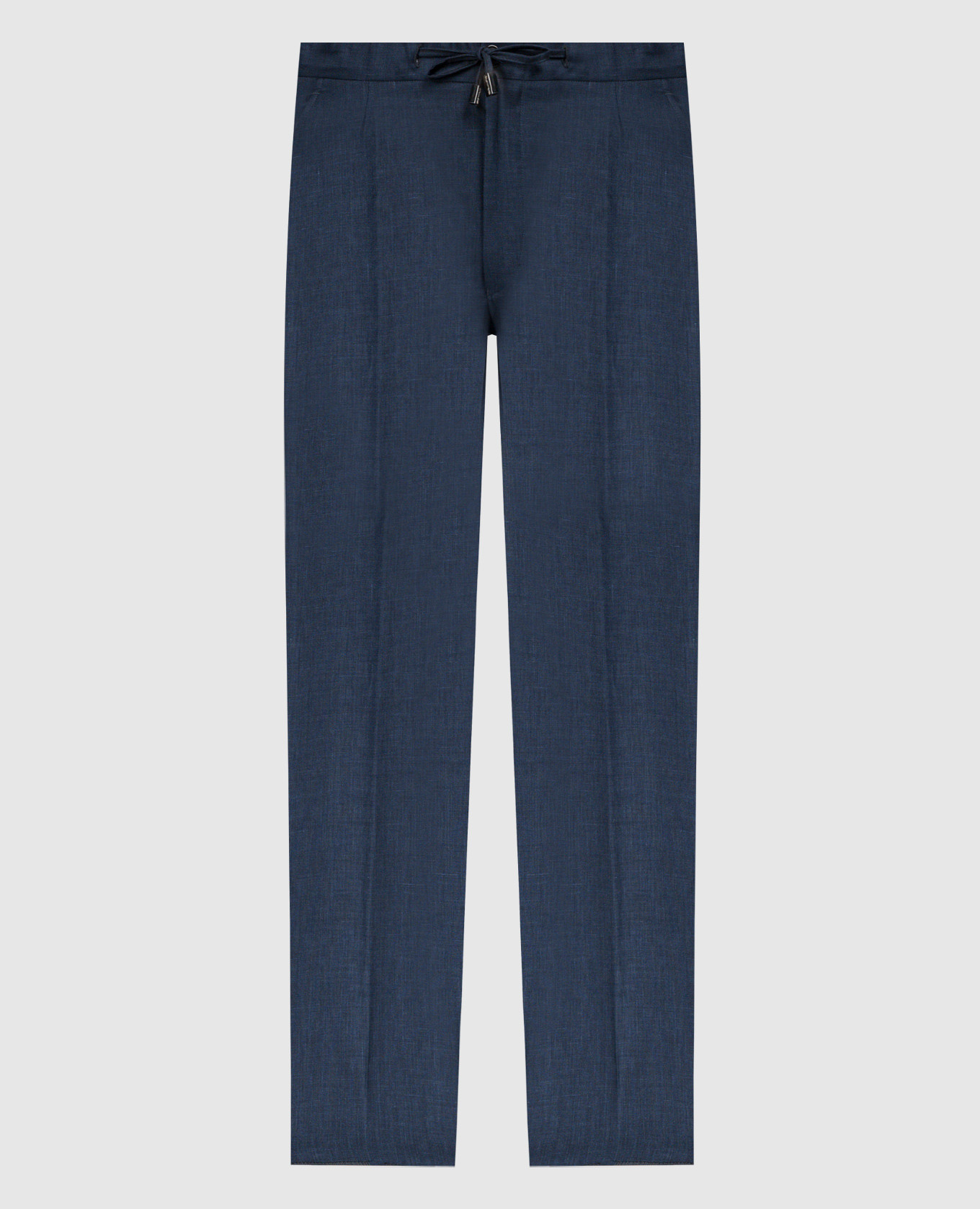 Blue logo trousers in linen, wool and silk