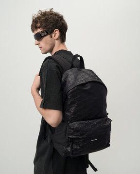 Balenciaga Чорний шкіряний рюкзак з логотипом BB 7130442AA25