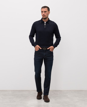 Stefano Ricci Сині джинси з вишивкою емблеми M8T53B1060TK598