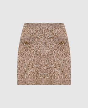 Versace Бежевая юбка мини из шерсти, кашемира и шелка 10203811A15451