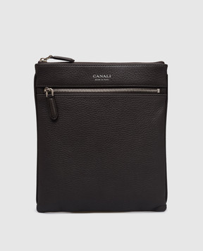 Canali Коричневая кожаная сумка-планшет с логотипом NA00134P226101