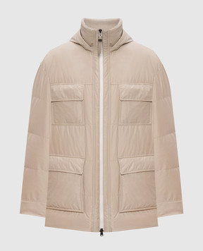 Brunello Cucinelli Бежевий стьобаний пуховик MG5017784