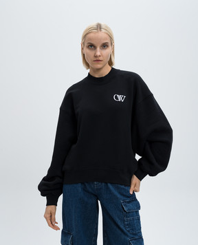 Off-White Черный свитшот с вышивкой логотипа OW OWBA075F24FLE003