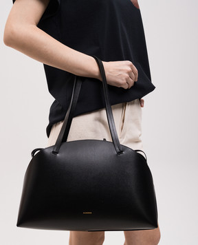 Jil Sander Чорна шкіряна сумка-тоут з логотипом J07ZH0054P7100