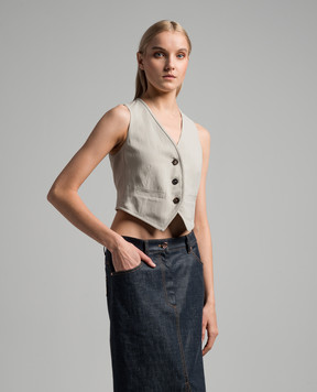 Brunello Cucinelli Сірий жилет з льоном з ланцюжком моніль MH126HU826