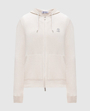 Brunello Cucinelli Бежева спортивна куртка в рубчик з вишивкою емблеми M29200416G