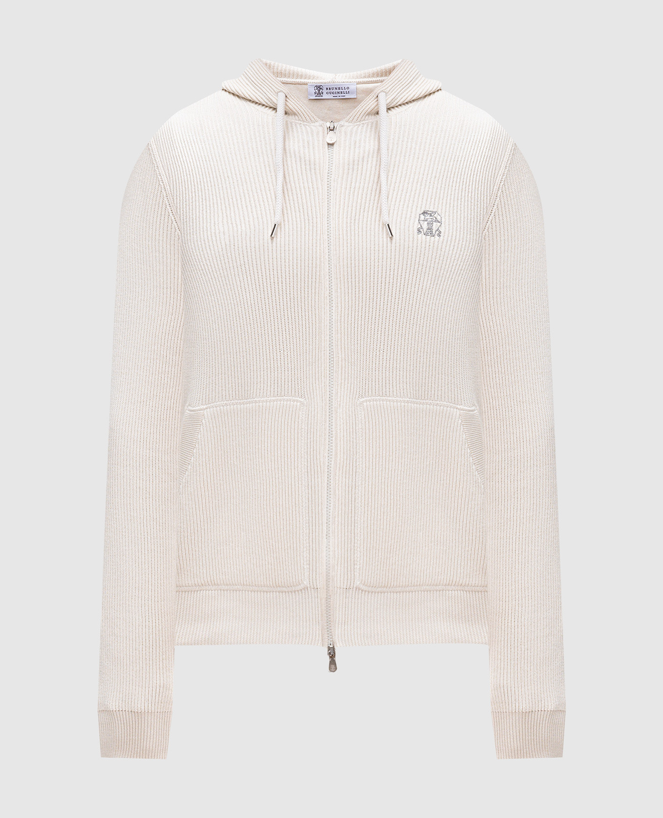 

Бежевая спортивная куртка в рубчике с вышивкой эмблемы., Бежевый, Спортивные куртки