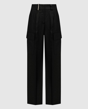 Peserico Чорні штани карго з льону з ланцюжком моніль E0410402606