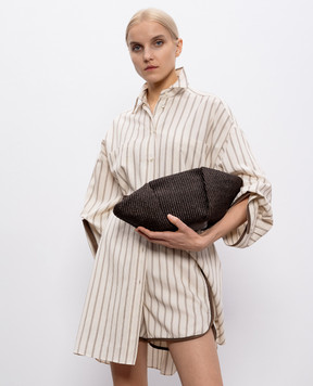 Brunello Cucinelli Черная плетеная сумка Pouch Marina из рафии. MB39D2697