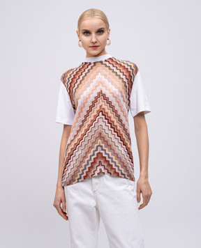 Missoni Біла футболка у візерунок з люрексом з логотипом DS25SL02BJ00N6