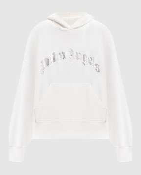 Palm Angels Белые худи с логотипом из кристаллов PWBB074S25FLE002