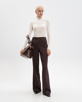 Twinset Коричневі штани кльош з логотипом 252TT2381