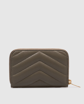 Saint Laurent Шкіряний гаманець-картхолдер Сassandre кольору хакі 804479AAA44