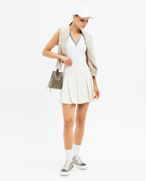 Brunello Cucinelli Білий топ в рубчик з ланцюжком моніль ML171SR702