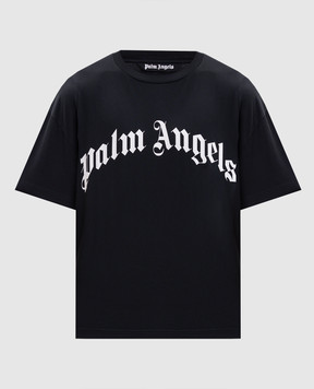 Palm Angels Чорна футболка з контрастним принтом логотипа PMAA109F25JER003