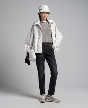 Brunello Cucinelli Чорні джинси з ефектом потертості з ланцюжком моніль MB065P5679
