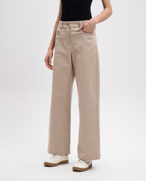 Max Mara Бежевые брюки MARIANNA с патчем логотипа MARIANNA
