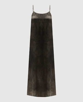 UMA WANG Сукня із шовку кольору хакі UW5087