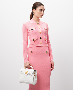 Balmain Біла шкіряна сумка-сетчел B-Buzz 23 DN0DB526LPOS