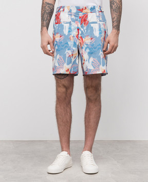 Alexander McQueen Голубые шорты в принт 828593QOABG