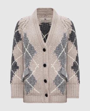 Ermanno Scervino Бежевий кардиган з вовною у візерунок D475N318RUIU