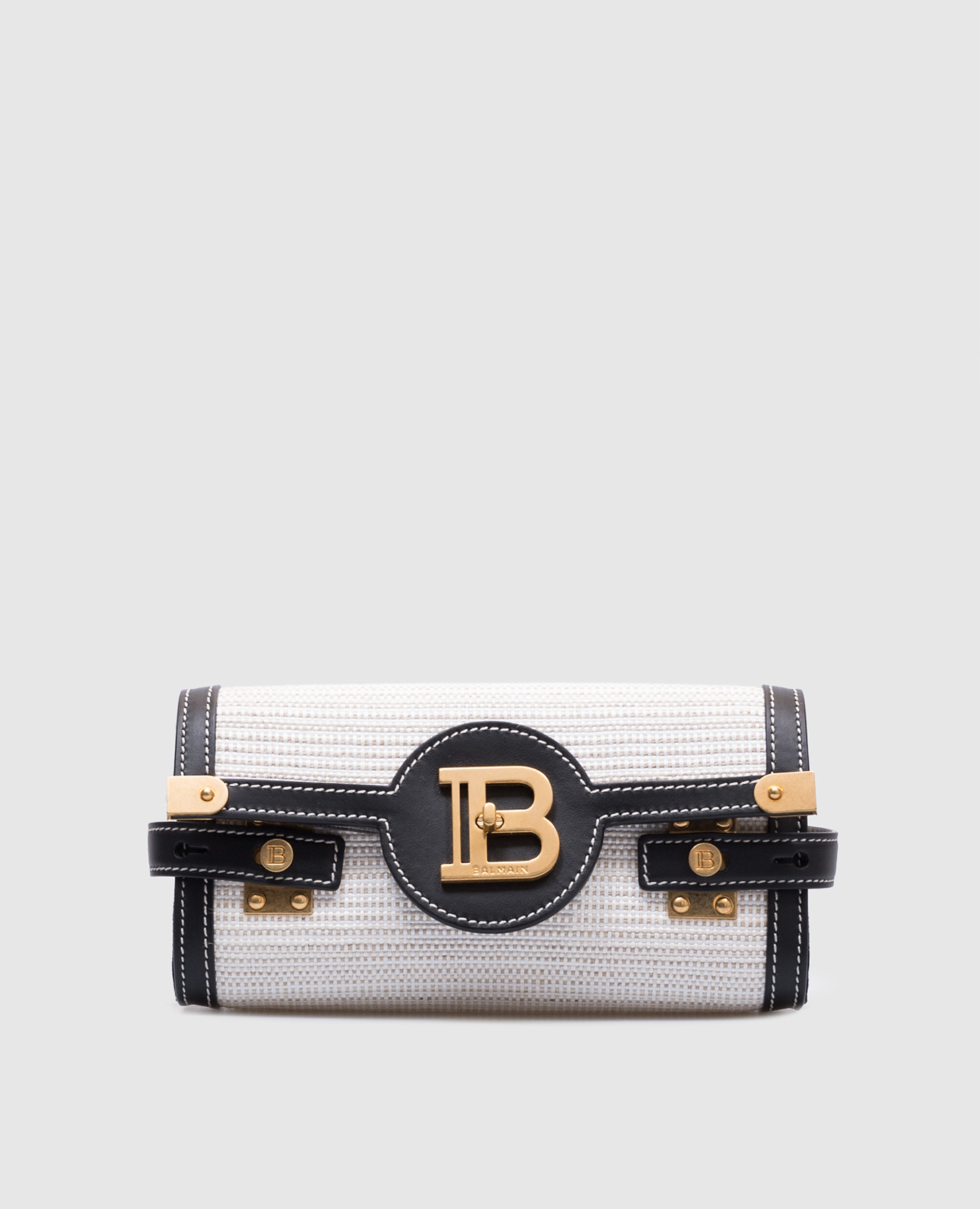 

Белая комбинированная сумка Raffia B-Buzz Pouch, Белый, Сумки через плечо