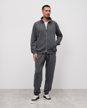 Brunello Cucinelli Серые джогеры с молниями MW8633315G