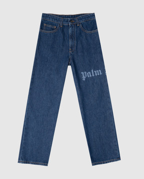 Palm Angels Дитячі сині джинси з логотипом PBYA002F25DEN00112+