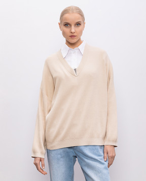 Brunello Cucinelli Бежевый пуловер с цепочкой мониль M19255002
