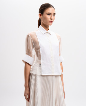 Christian Dior Біла блуза з шовком з вишивкою логотипа 211B83A6133