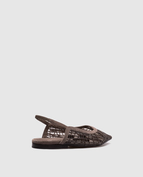 Brunello Cucinelli Серые слингбеки с цепочкой мониль и пайетками MZ93C2706
