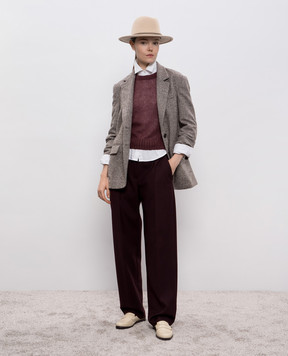 Brunello Cucinelli Бордовий джемпер з вовною з люрексом M2I780110