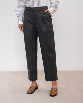 Brunello Cucinelli Серые брюки из шерсти и кашемира MD588P8632