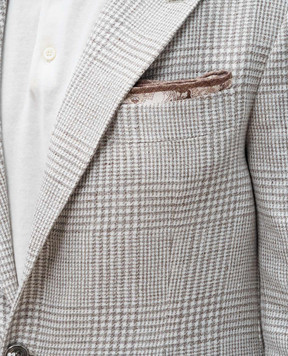 Brunello Cucinelli Бежевый платок-паше из шелка в принт пейсли MR8940091