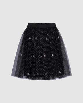Dolce&Gabbana Детская черная юбка с принтом логотипа L55I00ISMIQ