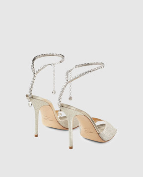 Jimmy Choo Золотисті босоніжки Saeda з глітером та кристалами SAEDASANDAL100GJV