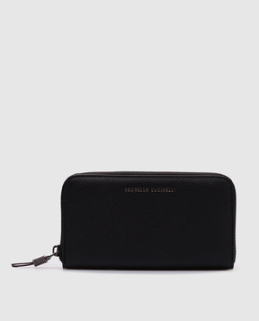 Brunello Cucinelli Черный кожаный кошелек с логотипом MWEID2724