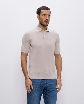 Brunello Cucinelli Бежевое поло в рубчик M29400005