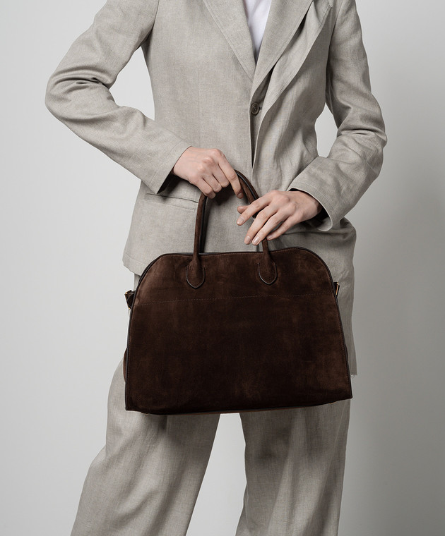 The Row Коричневая замшевая сумка Margaux 15 W1255L25 изображение 2