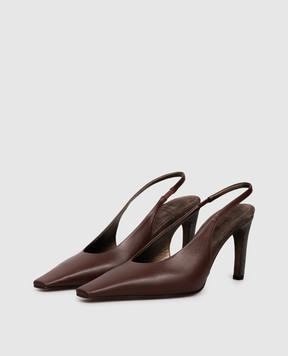Brunello Cucinelli Коричневі шкіряні слінгбеки з ланцюжком моніль MZSKC3058P