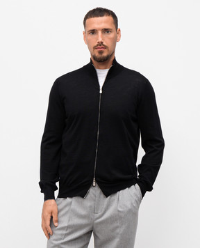 Brunello Cucinelli Чорний кардиган з вовни та кашеміру M2400106