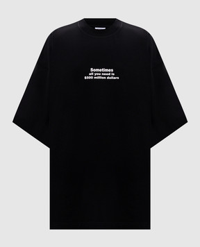 Vetements Чорна футболка з контрастним принтом UA66TR690Bw