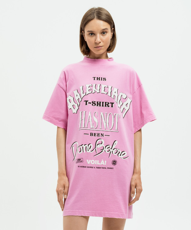 Balenciaga Розовая футболка Not Been Done с винтажным эффектом с принтом 787349TQVW4 изображение 3