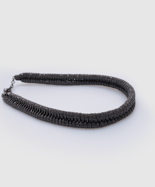 Brunello Cucinelli Сіре кольє з ланцюжком моніль MCOW9G103 зображення 3